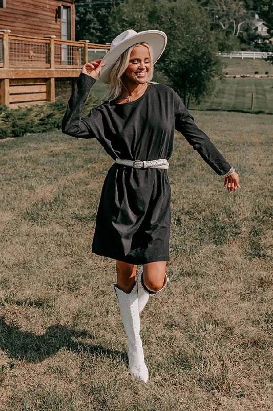 Cozy Lifestyle Always There For You T-Shirt Dress In Black