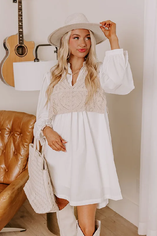 Ethnic Style Boho Belle Two Piece Mini Dress in White