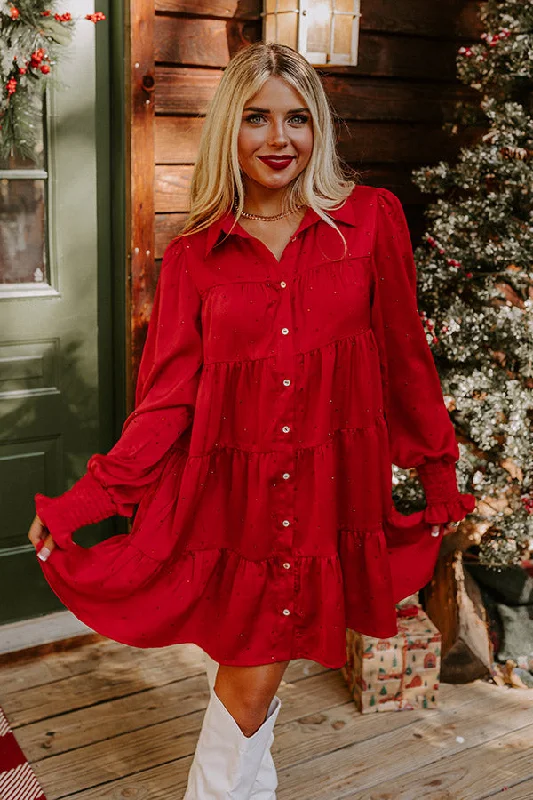 Sports Trend Bring The Sparkle Satin Mini Dress in Wine