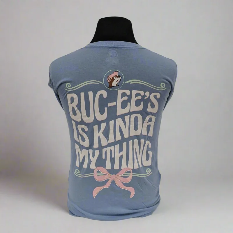 Mid-length Style Buc-ee's "Kinda My Thing" Long Sleeve T-shirt - Women's Light Blue