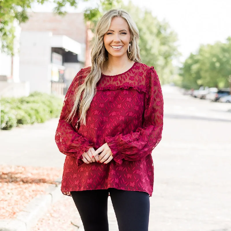 Chic Lounge Check Yourself Top, Red