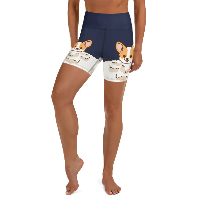 Retro Design Corgi Design Yoga Shorts