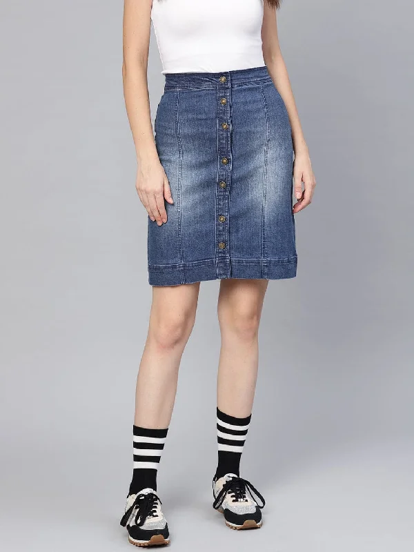 Spring Fashion Denim Blue Washed Short Skirt