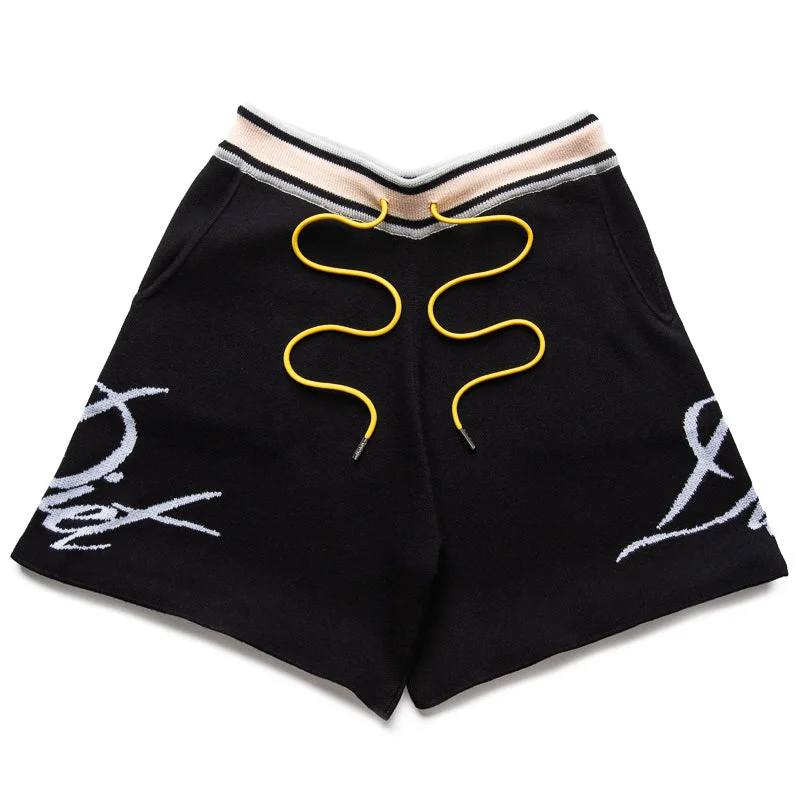 Relaxed Wear Diet Starts Monday Knitted Script Shorts - Black