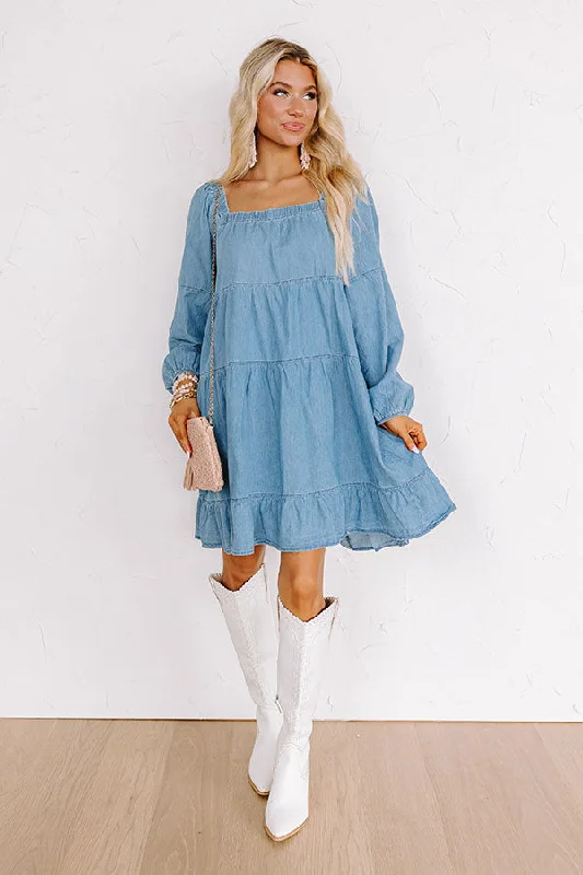 Relaxed Tops Easy To Style Chambray Mini Dress