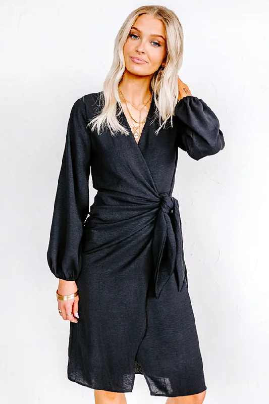 Sports And Leisure Effortless Nights Wrap Dress In Black