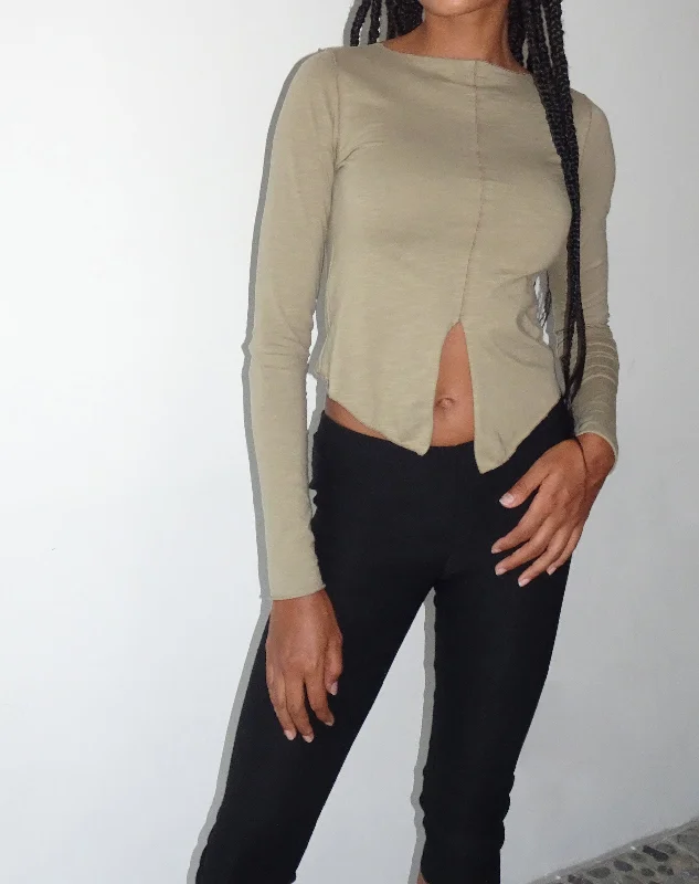 Easygoing Outfits MOTEL X JACQUIE Fenrin Long Sleeve Butterfly Jersey Top in London Fog
