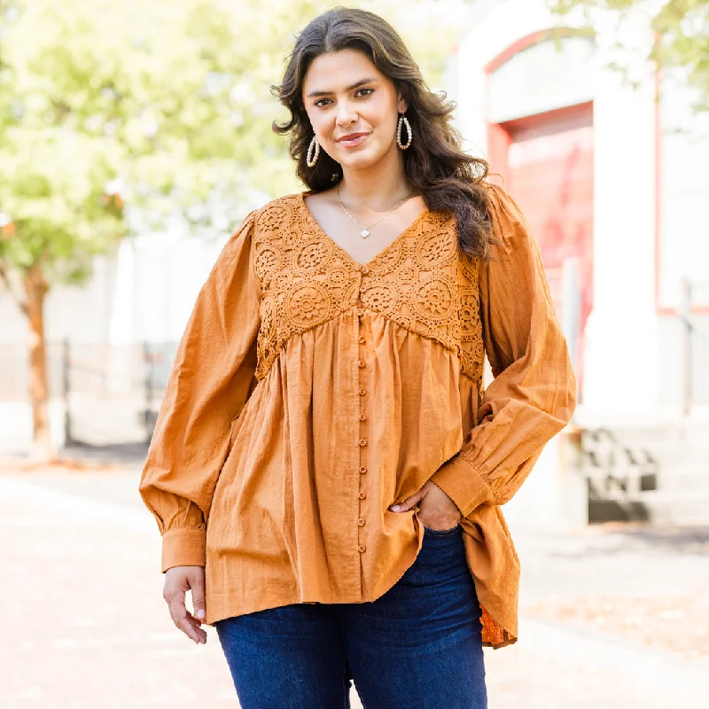 Fresh Comfort Fireside Stories Top, Orange