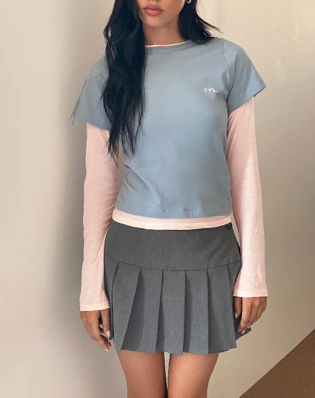 Stretch Design GALEN TOP LIGHT GREY BLUSH M EMB