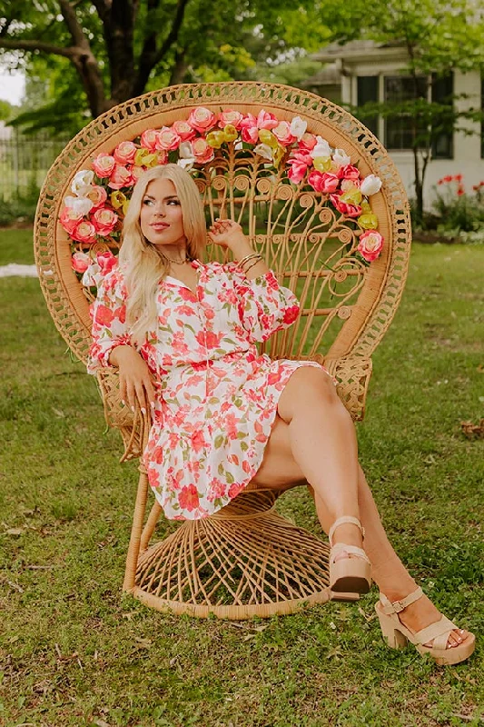 Sports And Leisure Grace Given Floral Dress In Ivory Curves