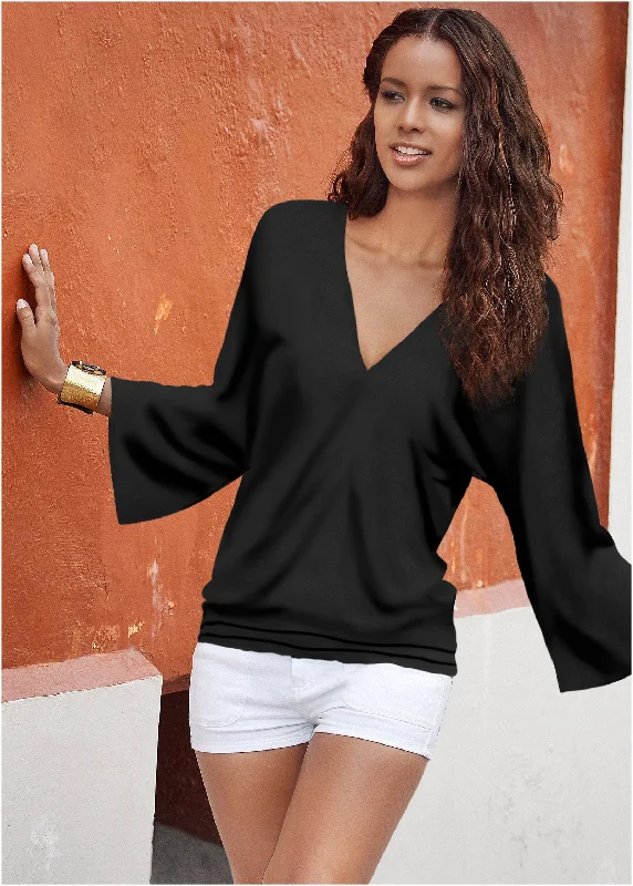 Practical Style Banded Hem Top - Black
