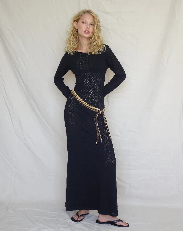 Effortless Wear Jadie Open Back Maxi Dress in Black