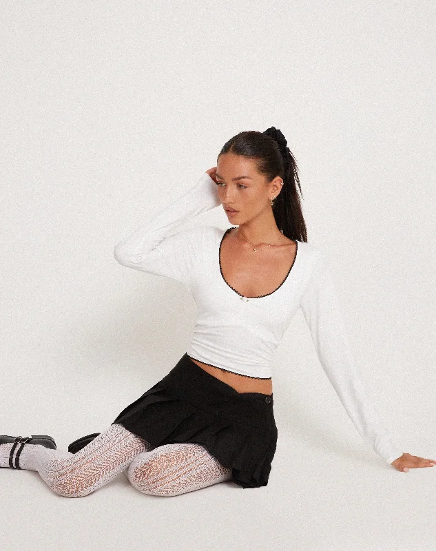 Multifunctional Style Junie Ballet Long Sleeve Top in Jersey White