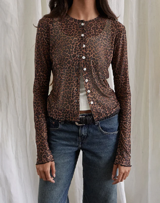 Cozy Chic Kahula Shirt in Mesh Rar Leopard
