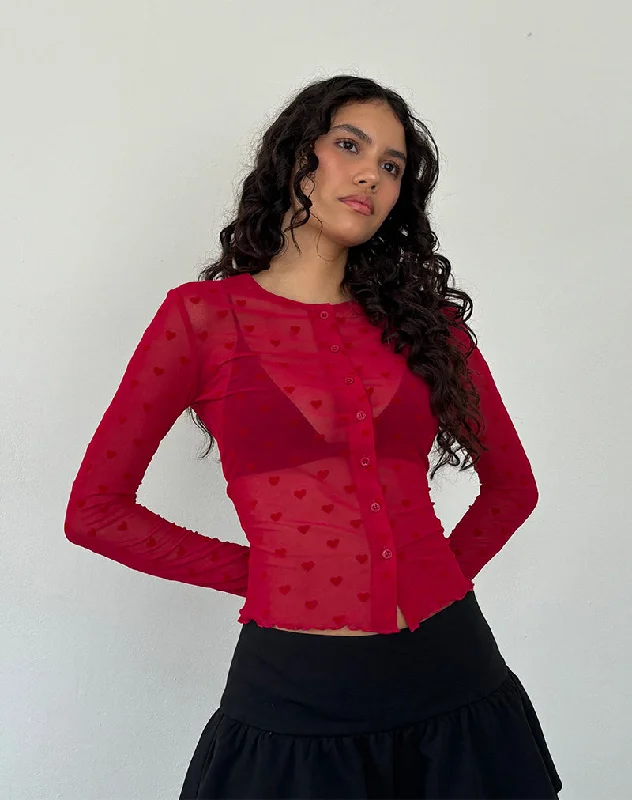 Classic Series Kahula Shirt in Red Heart Flocked Mesh