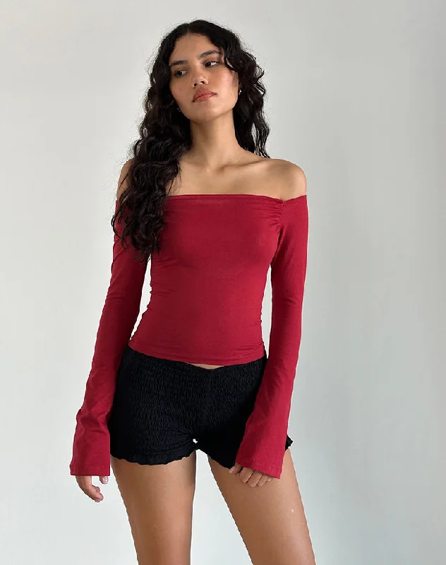 Breathable Comfort Korby Long Sleeve Top in Adrenaline Red