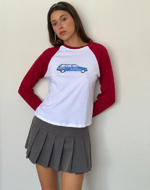 High Street Series Kyiato Top in Adrenaline Red Car Print