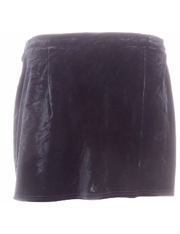 Sweet Style Label Velvet Mini Skirt