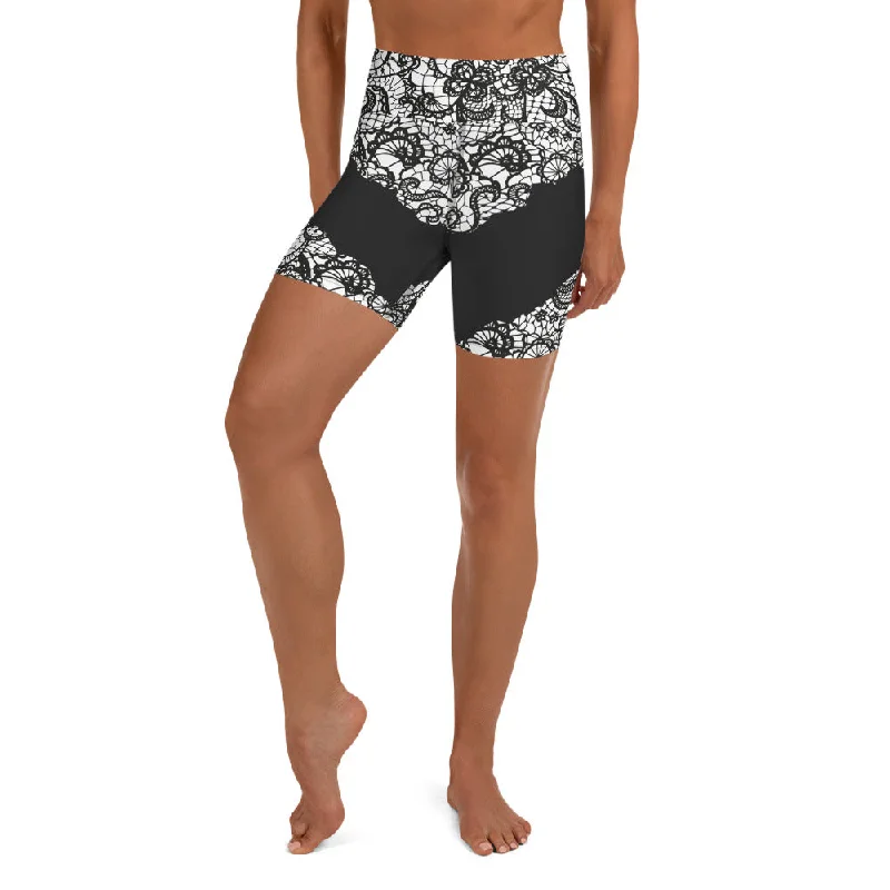 Fashion Style Lace Cut Out Yoga Shorts