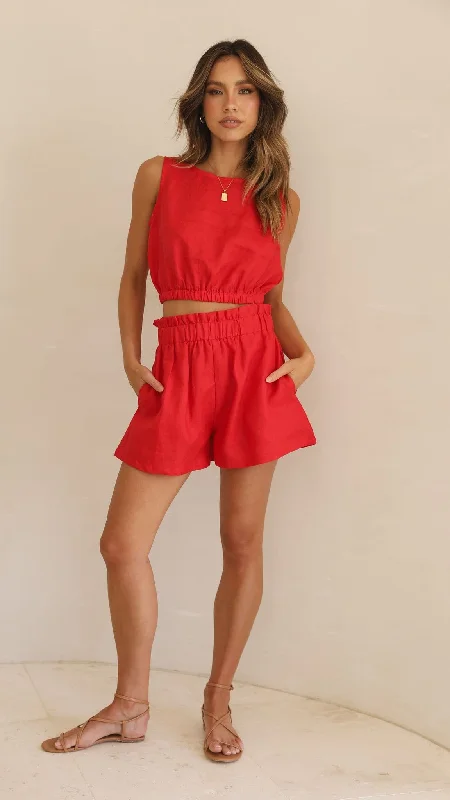 Perfect Tailoring Leila Shorts - Red