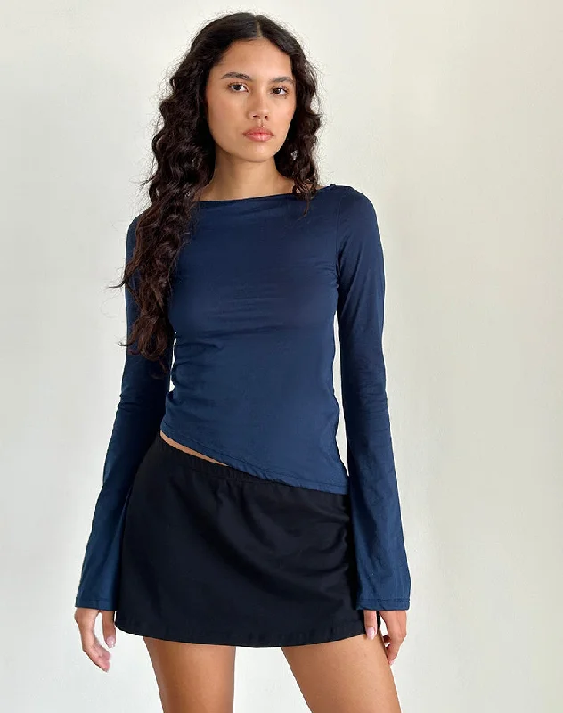 Comfortable Dresses Lunica Long Sleeve Top in Tissue Jersey Navy