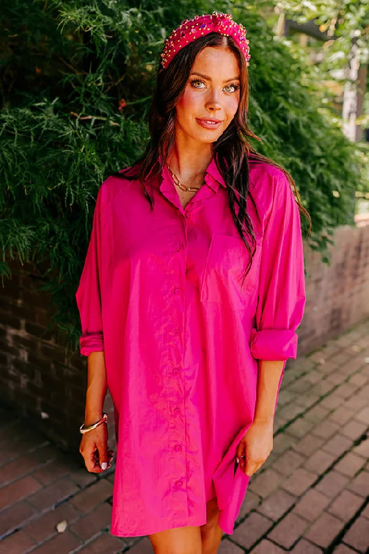 European And American Style Major Icon Tunic Dress In Hot Pink