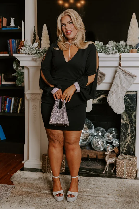 Classic Retro Material Girl Mini Dress in Black Curves