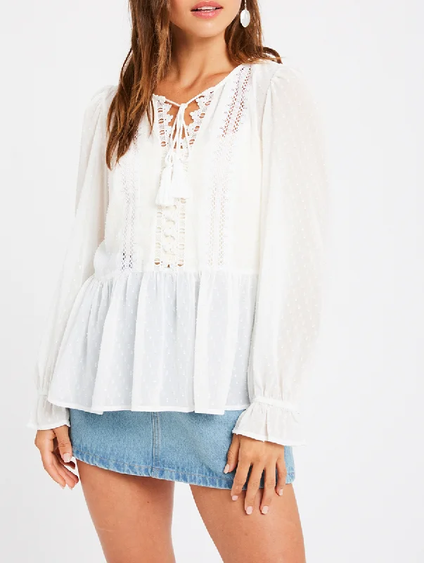 Youthful Vitality Meet Me Downtown Sheer Peplum Top