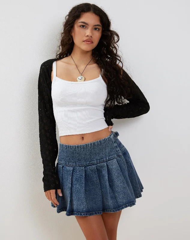 Cozy Street Style Mika Shrug Cardigan in Mesh Black
