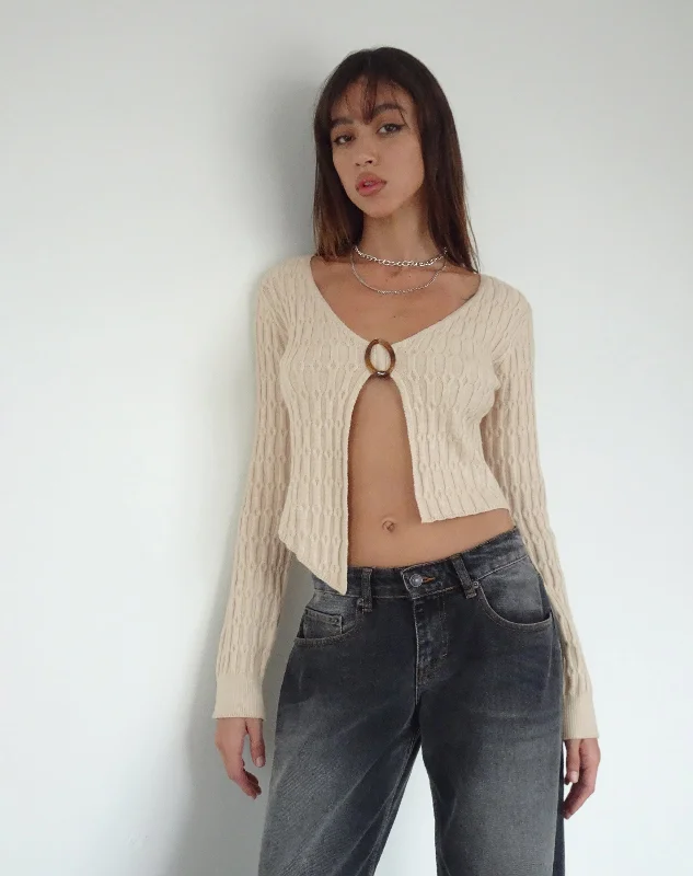 Floral Prints Mohara Long Sleeve Butterfly Top in Neutral Knit