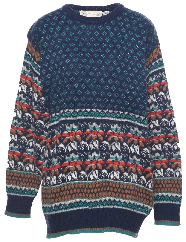 Designer Style Nordic Navy Jumper - M