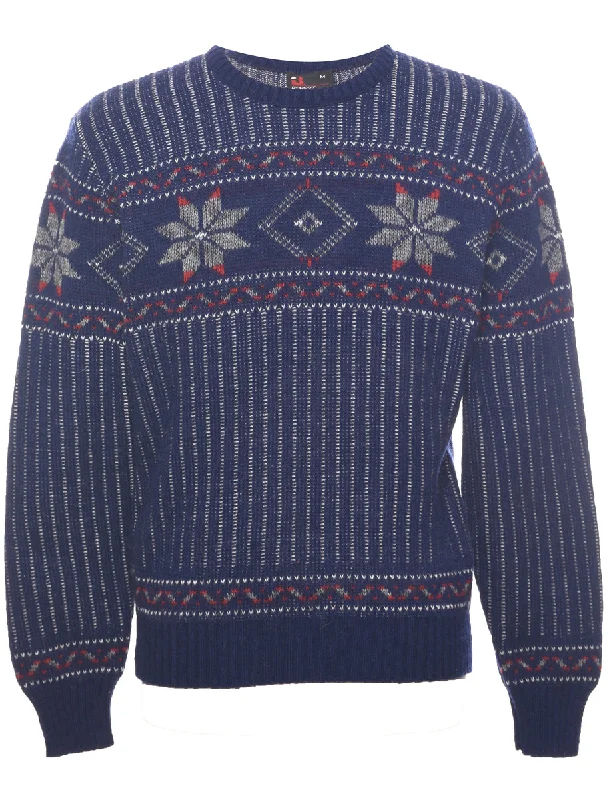 Cute Style Nordic Navy Jumper - M
