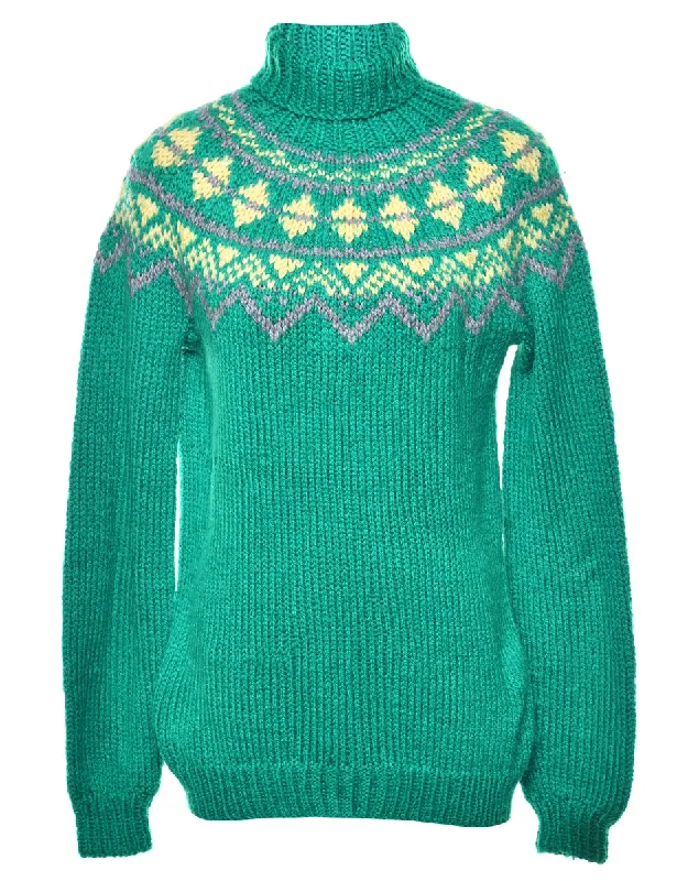 Feminine Charm Nordic Polo Neck Jumper - M