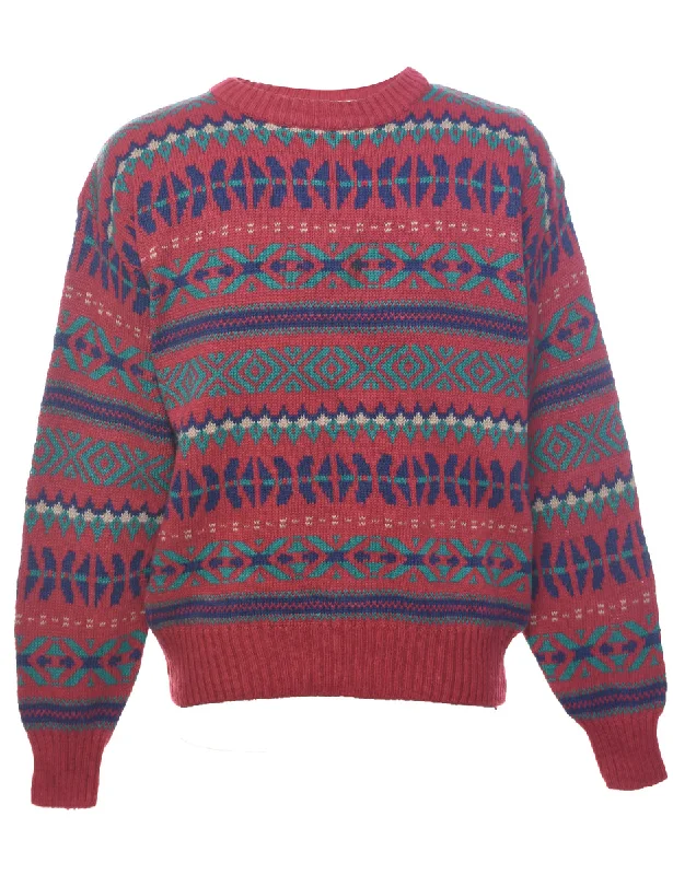 Trendy And Casual Nordic Red Jumper - L