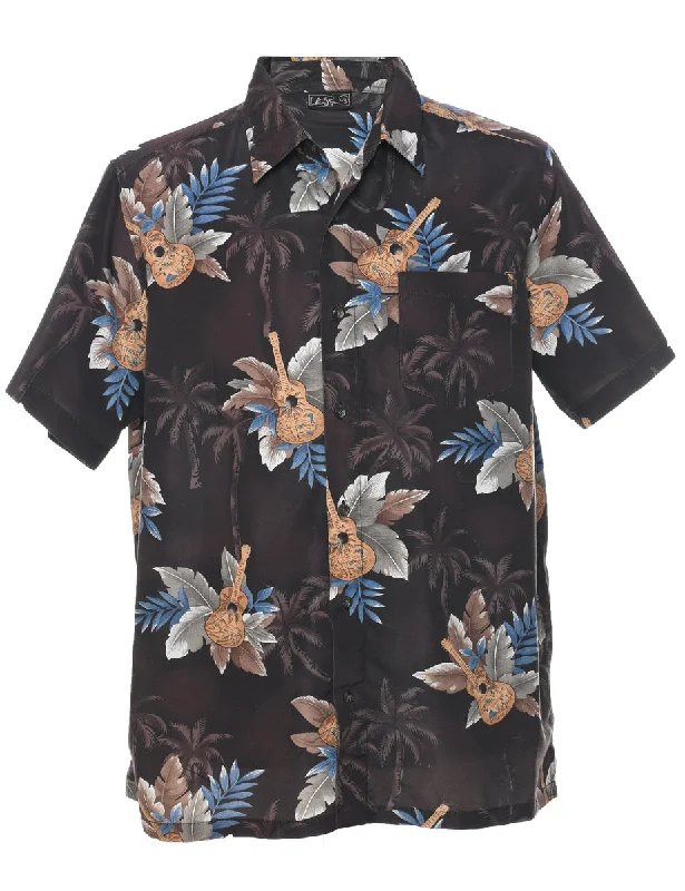 Elegant Series Novelty Print Hawaiian Shirt - L