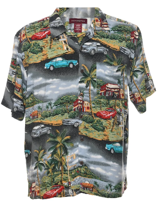 Energy Wear Novelty Print Hawaiian Shirt - L