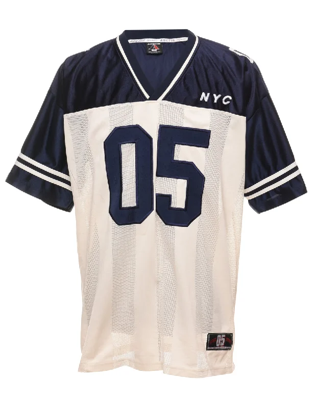 Urban Design Sense NYC Off-White & Navy Contrast Jersey  - L