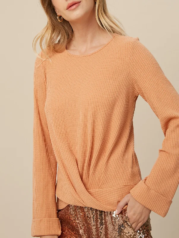 Refreshing Design Off Topic Waffle Knit Top