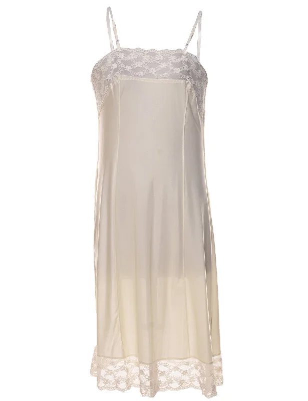 Trendy Wear Off-White Lace Slip Dress - M