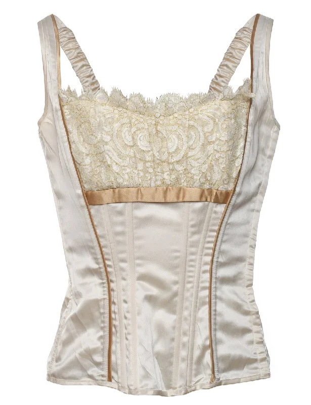 Timeless Comfort Off White Lace Trim Corset - S