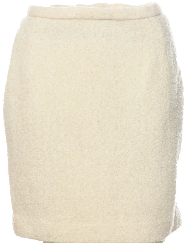 Sporty Elegance Off White Pencil Skirt - S