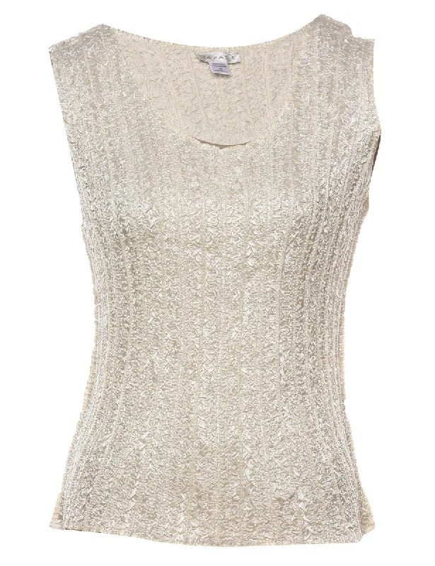 Basic Comfort Off White Smocked Evening Top - S