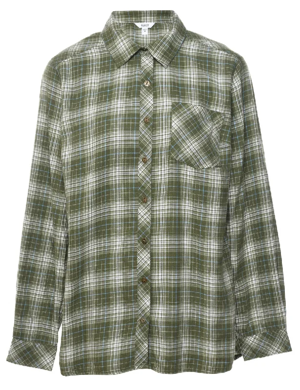 Relaxed Tops Olive Green Checked Shirt - M