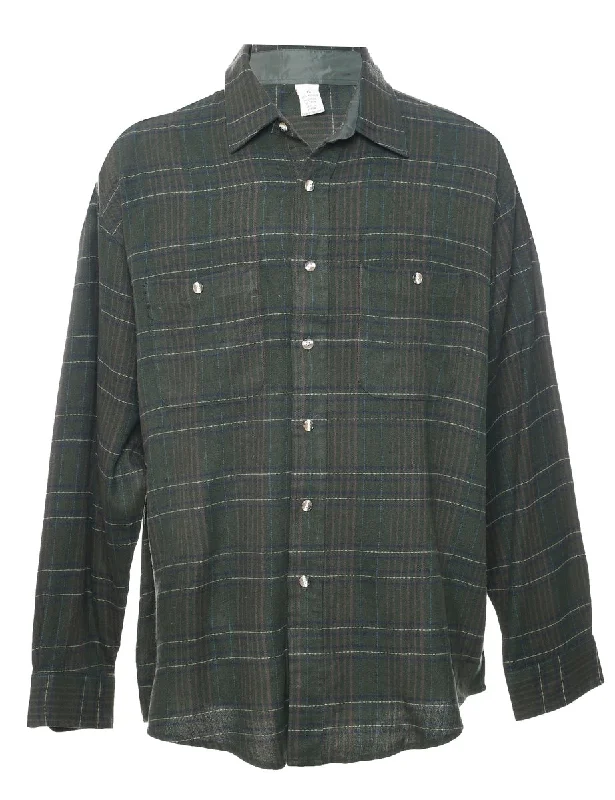 Comfortable Fashion Looks Olive Green Checked Shirt - XL