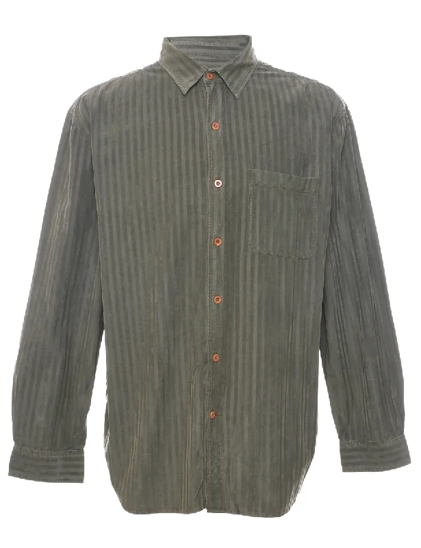 All-Day Style Olive Green Corduroy Shirt - L