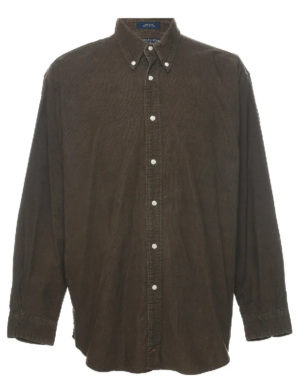 Elegant Casuals Olive Green Corduroy Shirt - L