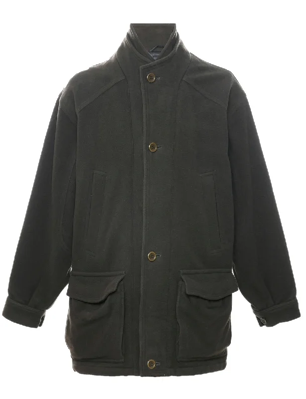 Elegant And Simple Olive Green Wool Coat - XL