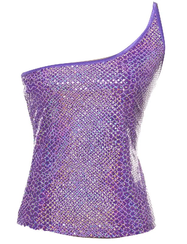 Youthful Street Fashion One Shouldered Evening Top - M