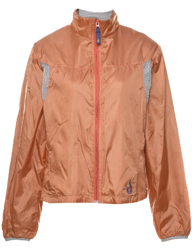 Unique Prints Orange, Navy & Coral Contrast Trim Nylon Jacket - S