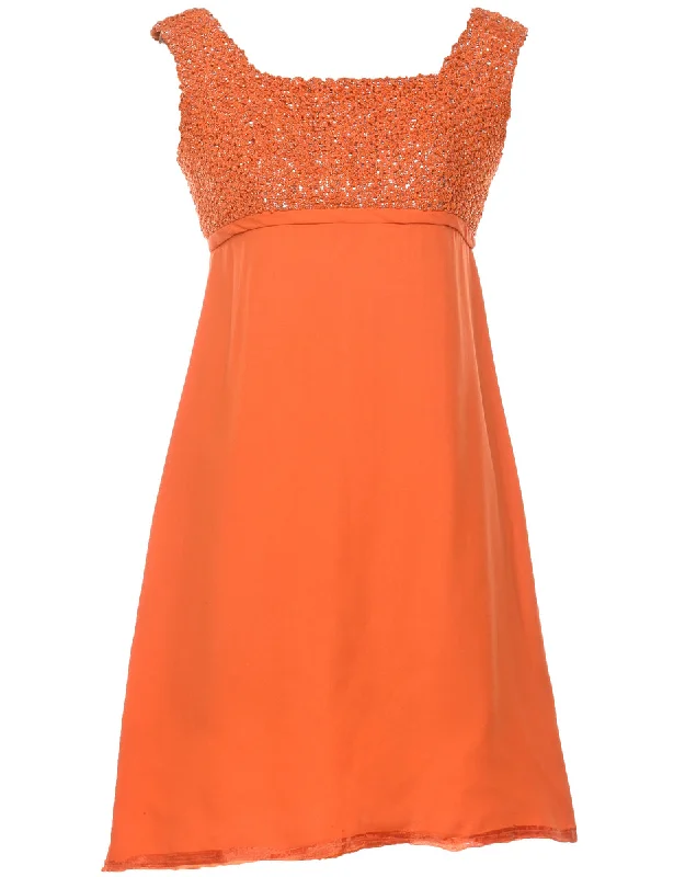 Boutique Recommendation Orange Sparkly 1960s Dress  - XS